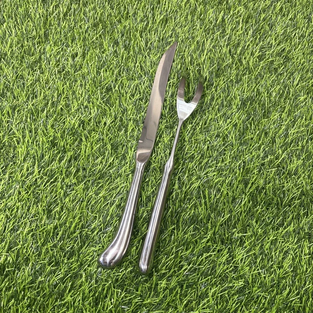 Vintage Stainless Steel Carving Knife & Fork Set China Serving Utensils